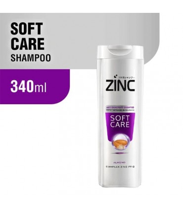 شامپو نرم کننده مو زینک مدل soft care عصاره بادام حجم 340 میل